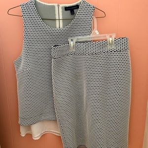 BANANA REPUBLIC-black&white net matching skirt&top